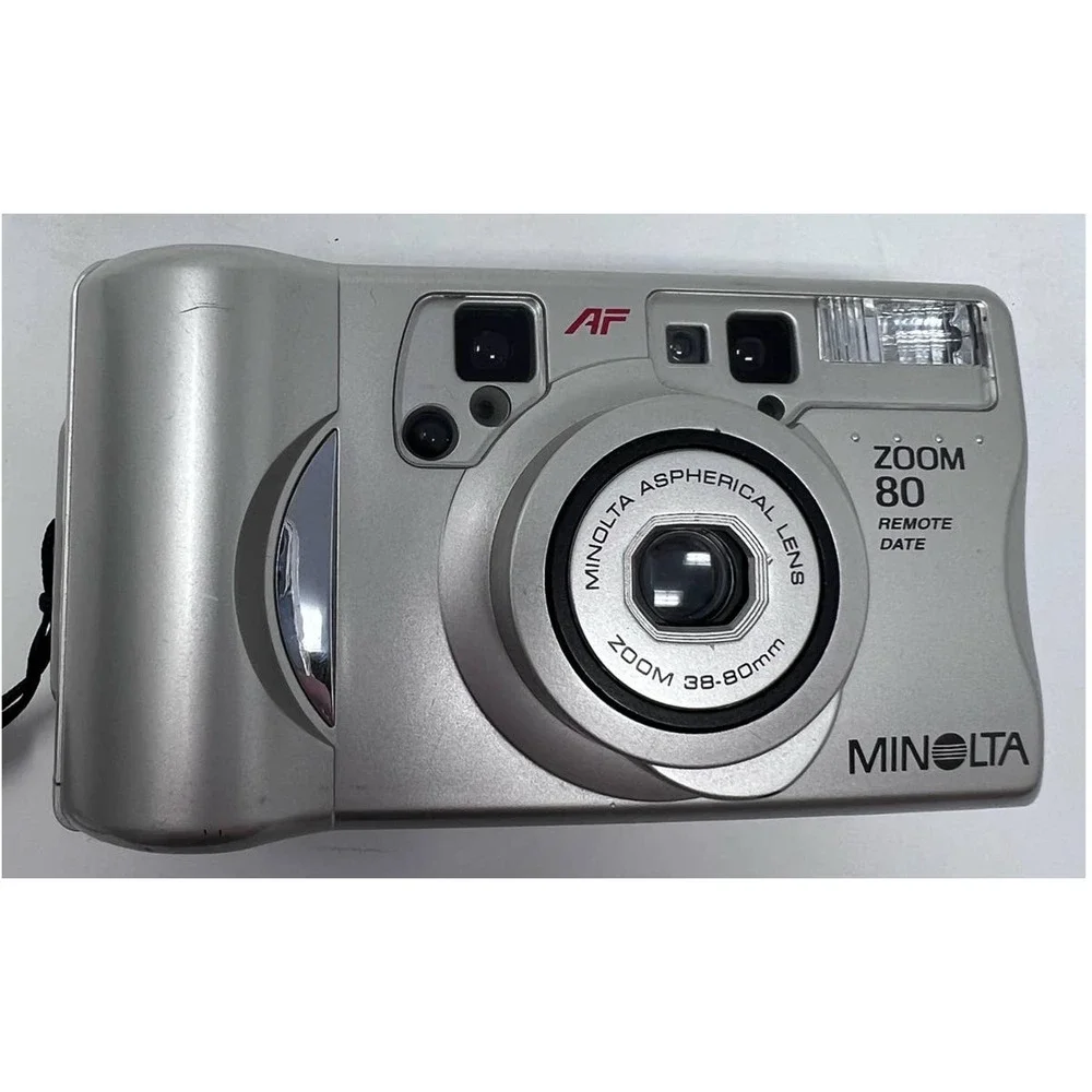 Konica Minolta AF Zoom 80 35mm Camera Point & Shoot Remote FOR PARTS ONLY‎